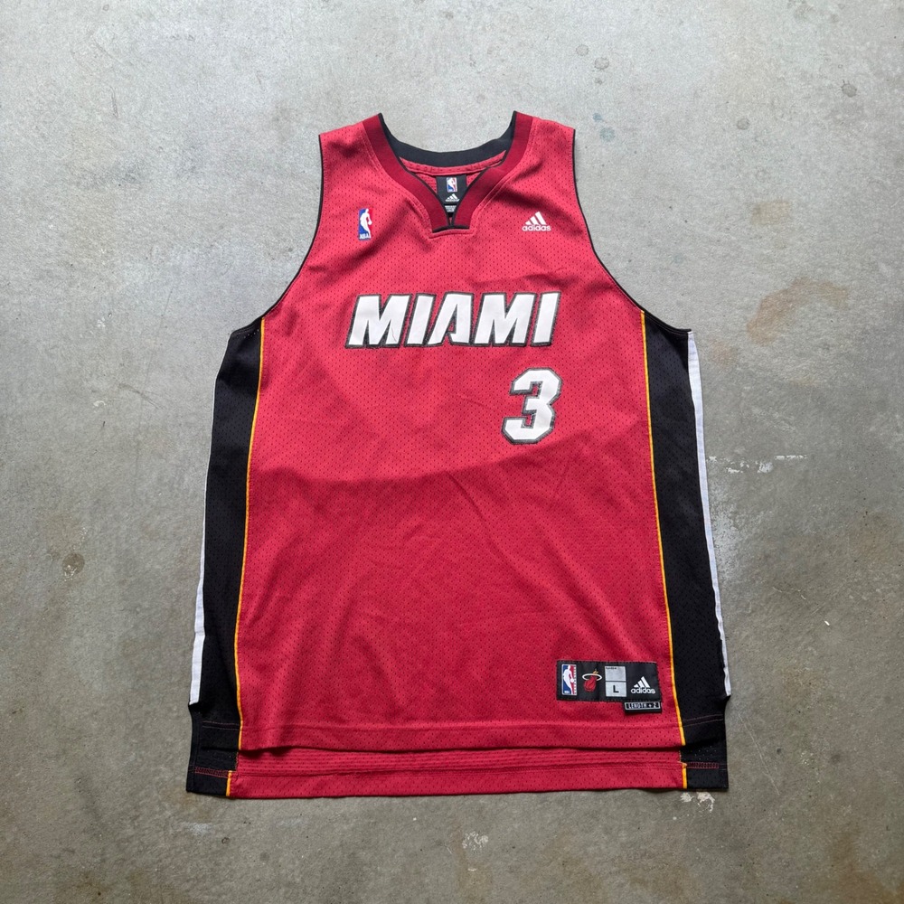 Adidas Dwyane Wade Miami Heat NBA Jersey Red Size Large